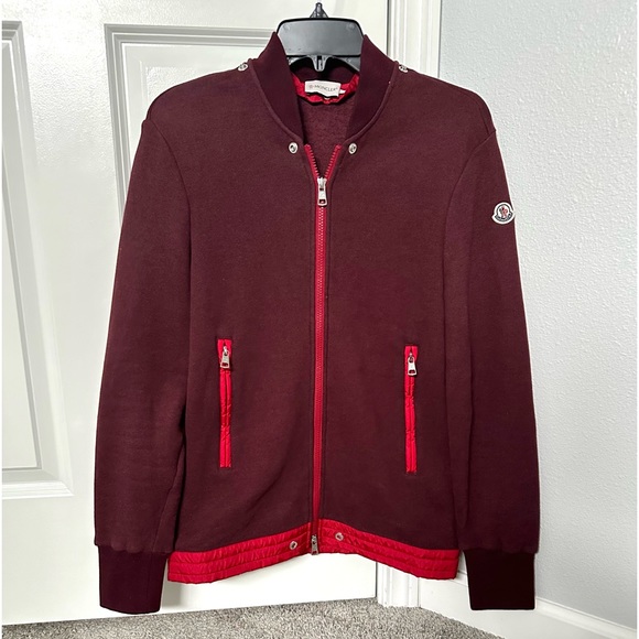 Moncler Man zip up hoodie! Beautiful burgundy color. - Picture 2 of 11